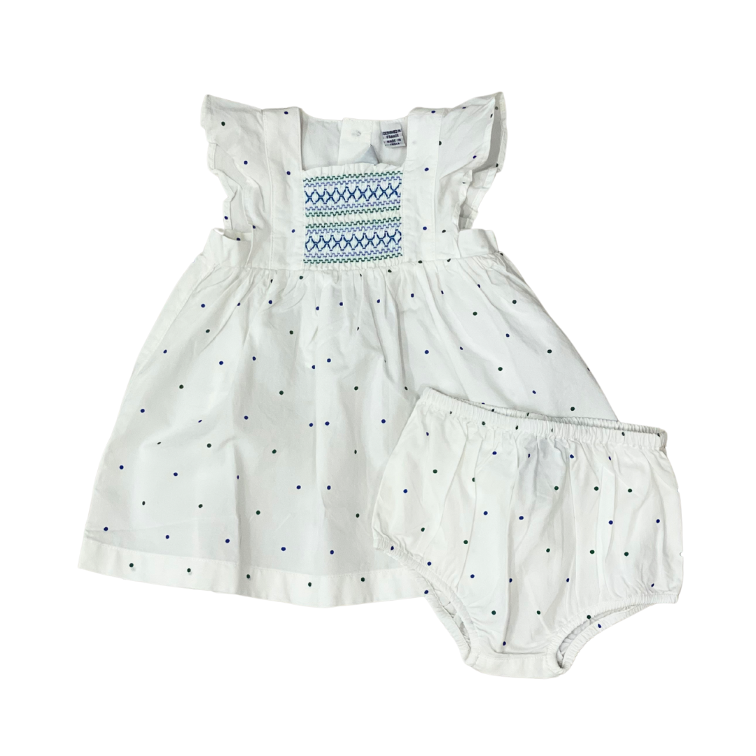 Baby Girl Sleeveless Smock Detail Dress with Bloomer