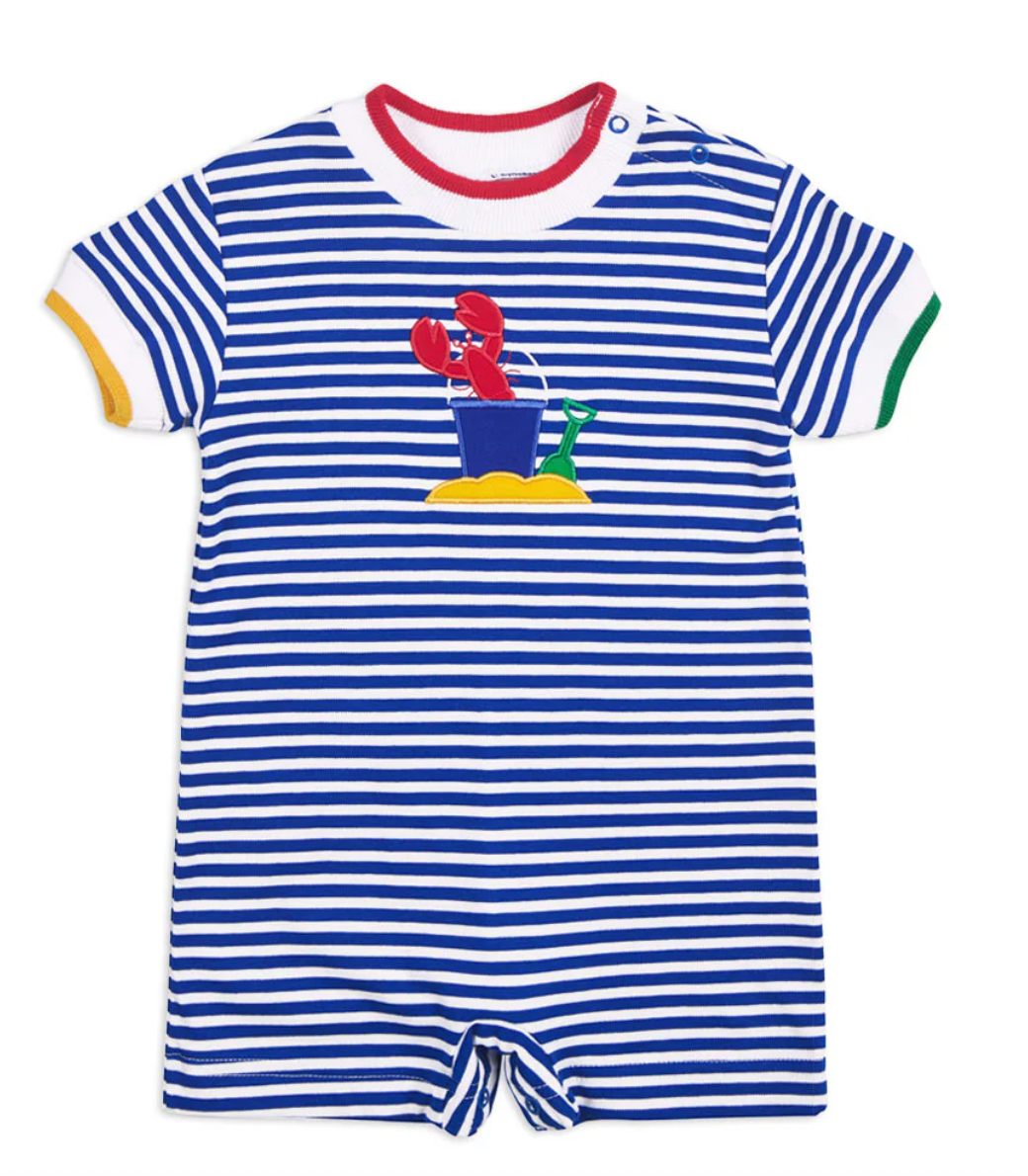Stripe Knit Shortall With Lobster & Sand Toys 3M-24M