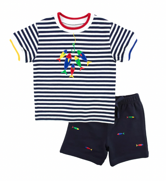 Knit Short Set With Fish 2T-5
