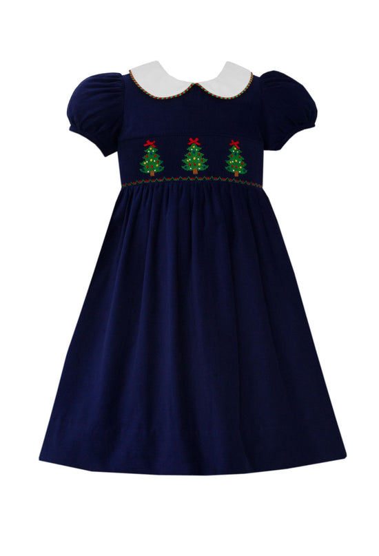 X´mas TREE GIRL´S - Navy blue corduroy dress S/S
