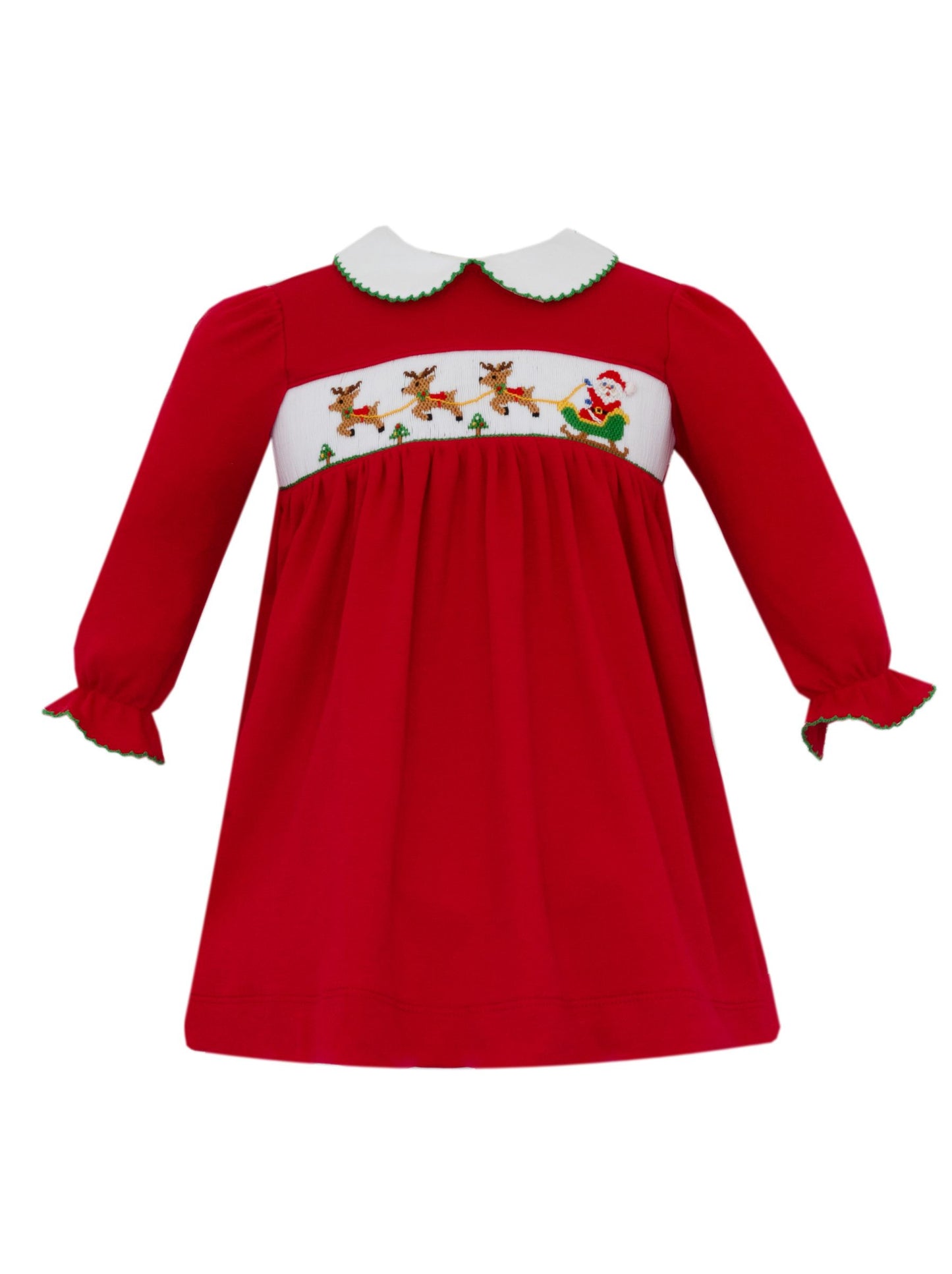 SANTA W/ SLEIGH GIRL´S - Red knit dress L/S