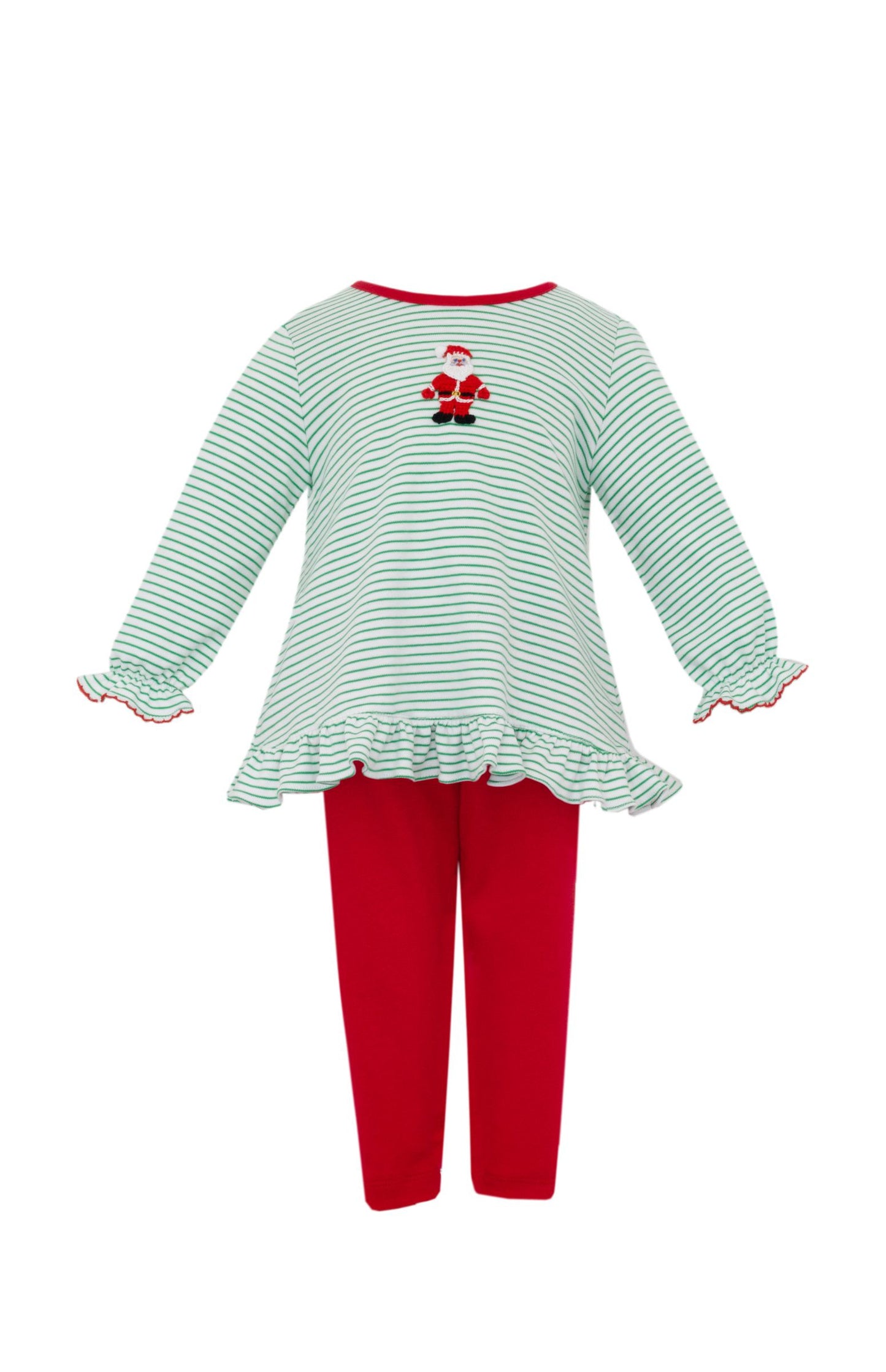 SANTA GIRL´S - Green stripe knit girl´s tunic set L/S