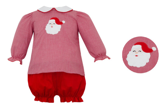 SANTA- Red gingham girl´s bloomer set 0