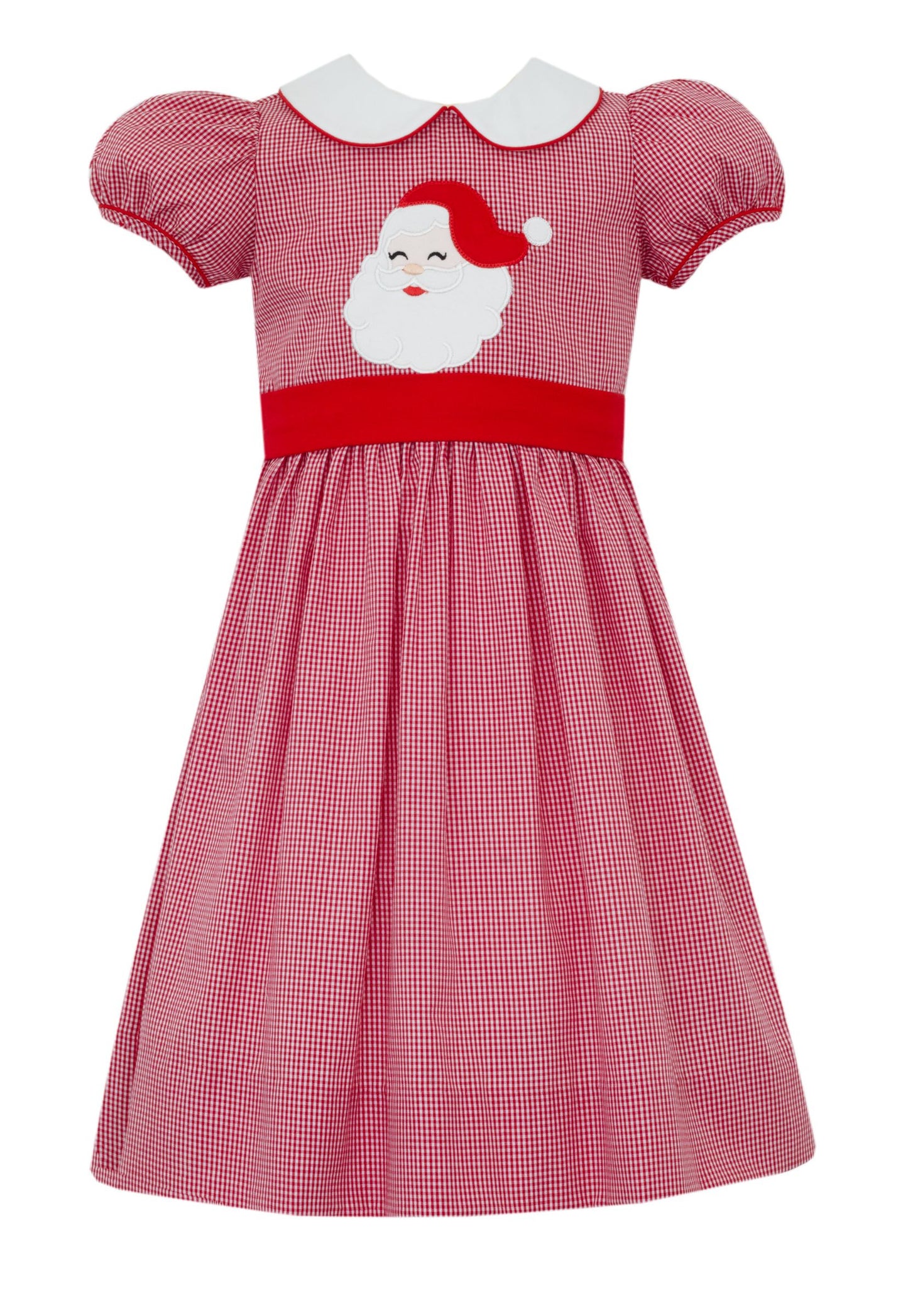 SANTA- Red gingham girl´s dress w/red sash S/S