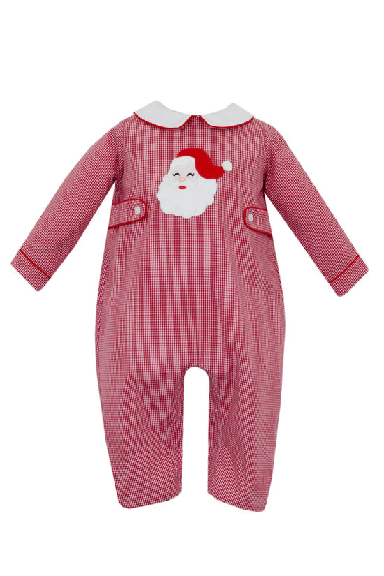SANTA- Red gingham boy´s long romper 0