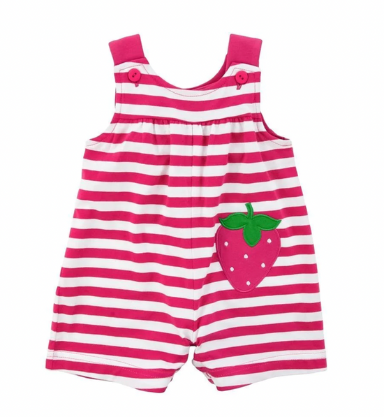 Stripe Knit Romper With Strawberry