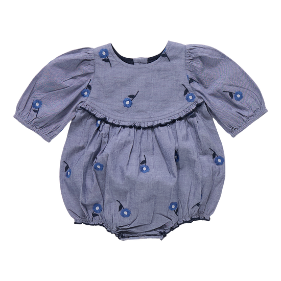Baby Girls Rowan Bubble - Blue Blossom Embroidery