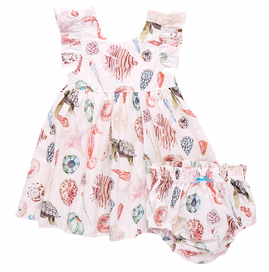 Baby Girls Liv Dress Set - Watercolor Shells