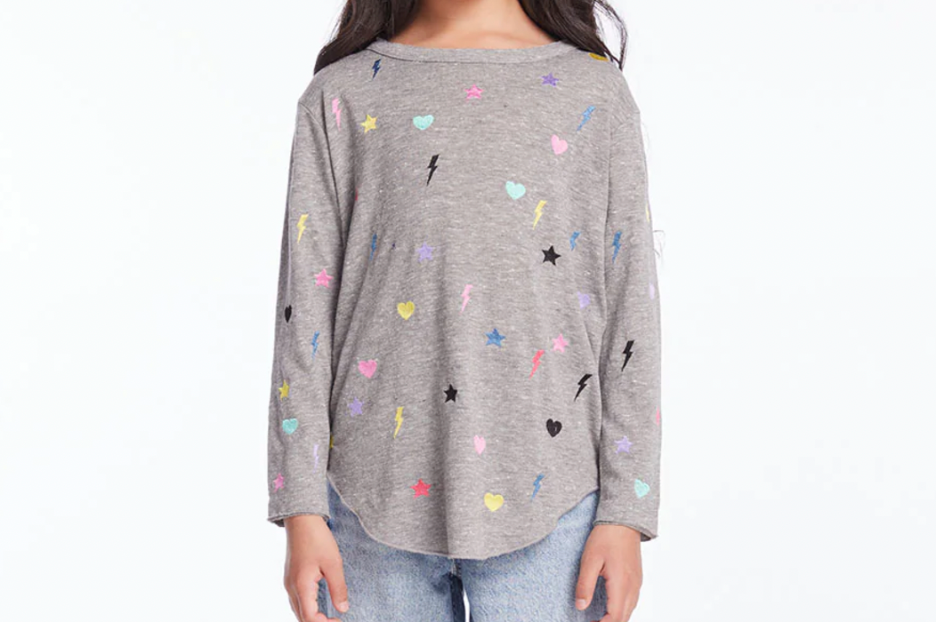 Embroidered Stars and Bolts LS Shirt