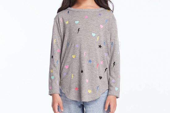 Embroidered Stars and Bolts LS Shirt