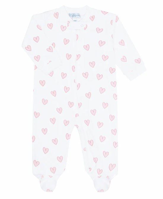 heart print zipper footie