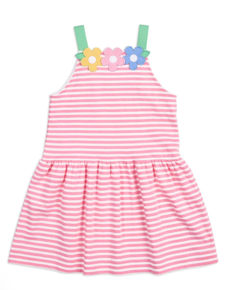 Stripe Knit Dress With Flowers 2T-6X