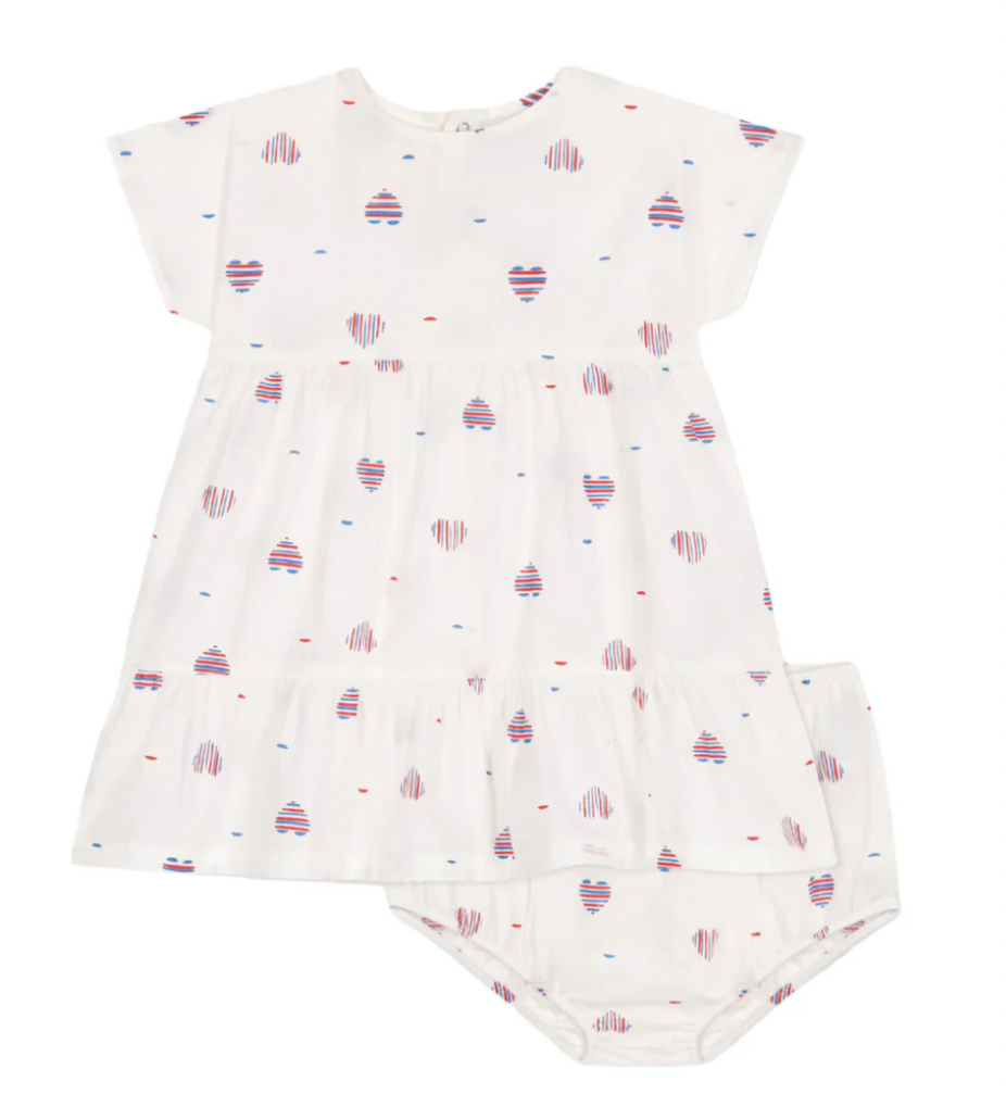 Baby Girl SS Stripe Hearts Dress with Bloomers