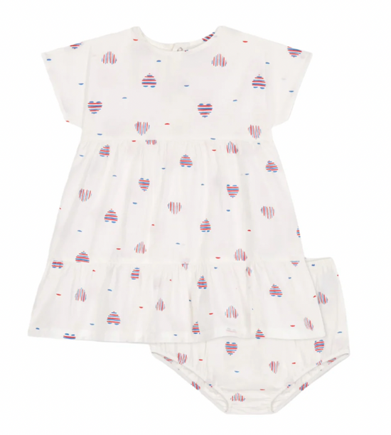 Baby Girl SS Stripe Hearts Dress with Bloomers