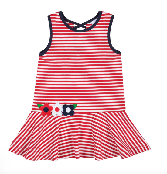 Stripe Knit Dress With Embroidered Flowers 2T-6X