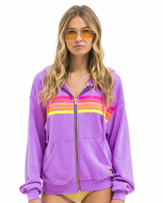 5 stripe zip hoodie