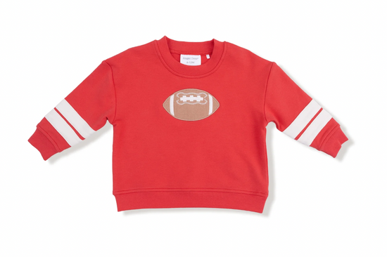 French Terry Sport - Varsity - Red - Cozy Drop Sleeve Sweatshirt W/ Varsity Stripes