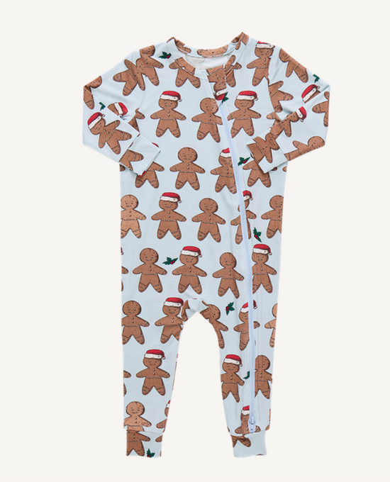 Baby Bamboo Romper - Light Blue Gingerbread