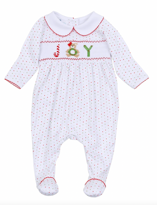 christmas joy smocked girl footie