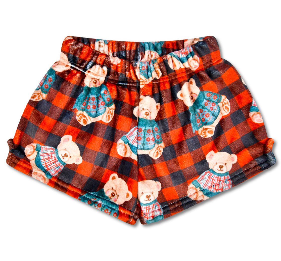 beary merry plush shorts