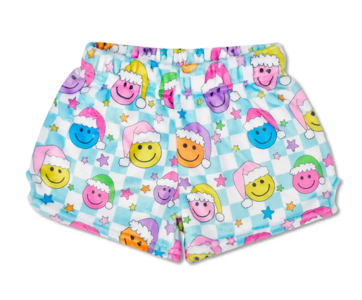 happy santa plush shorts
