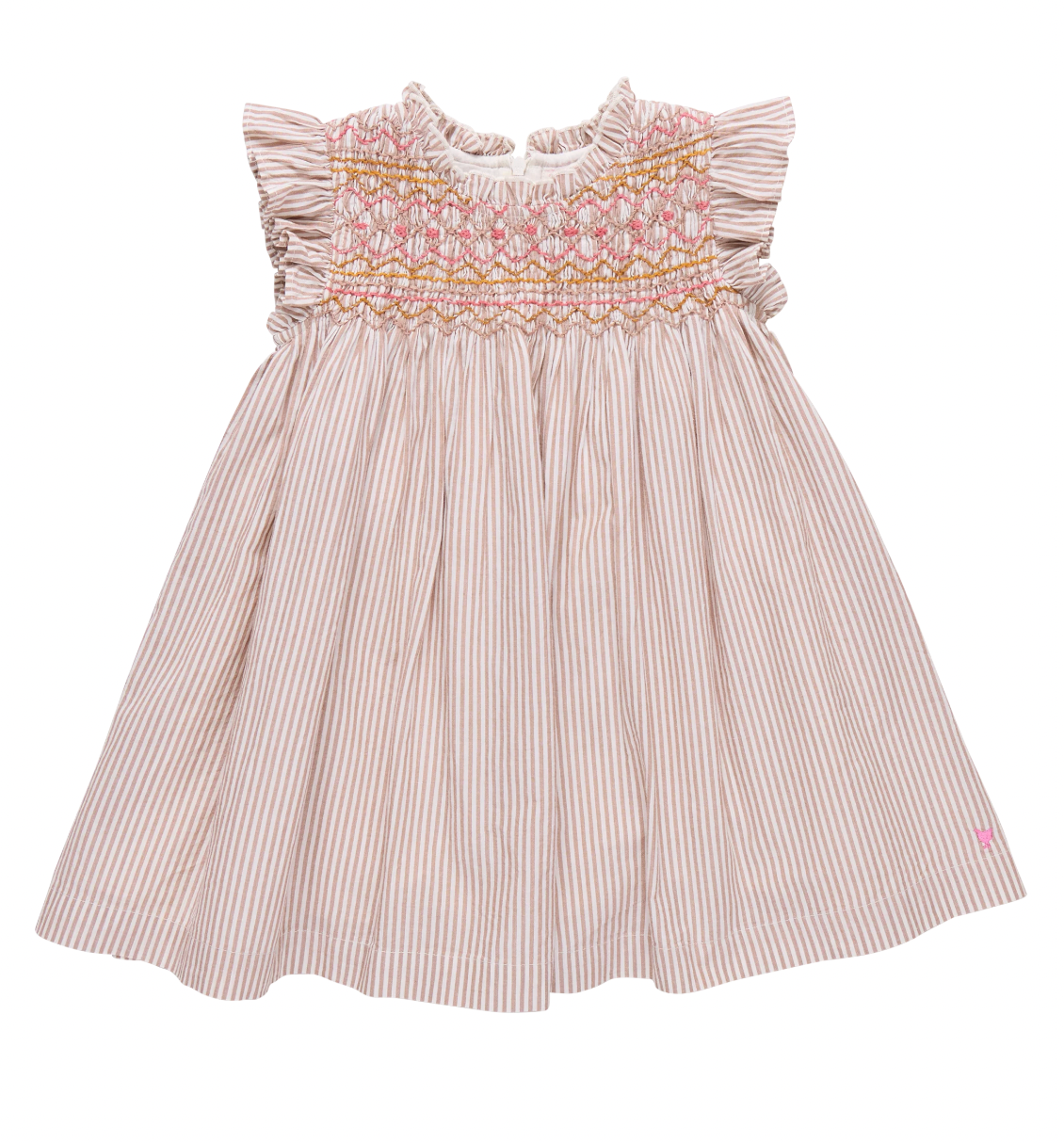 Baby Girls Stevie Dress - Tawny Brown Stripe