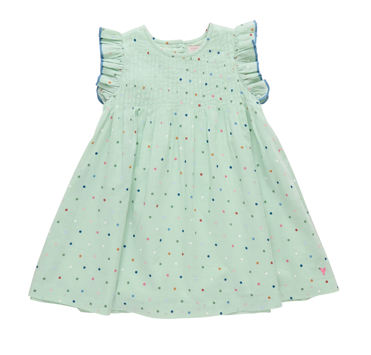 Girls Jaipur Dress - Pastel Green Polka Dot