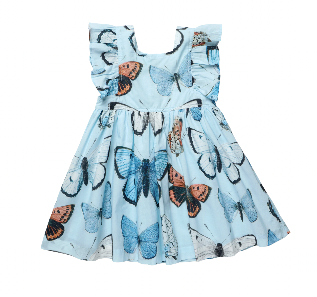 Girls Elsie Dress - Blue Vintage Butterflies
