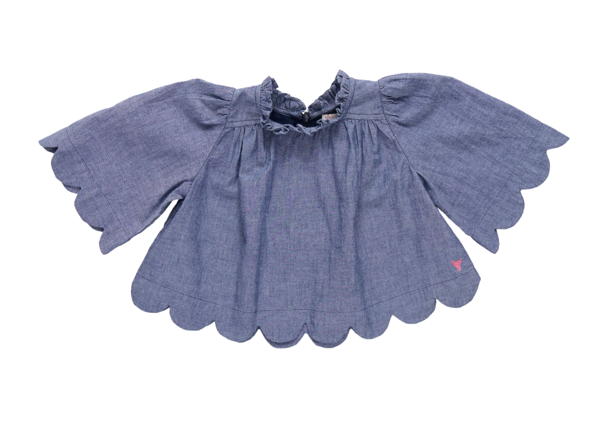 Girls Scallop Misha Top - Chambray