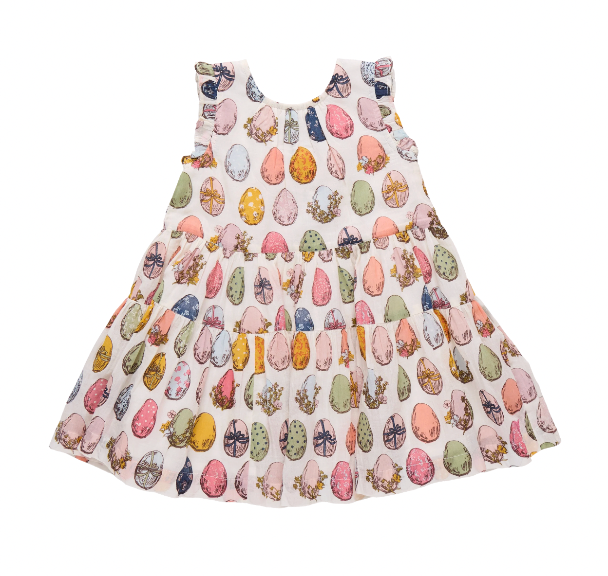 Girls Eloise Ruffle Dress - Multi Eggs