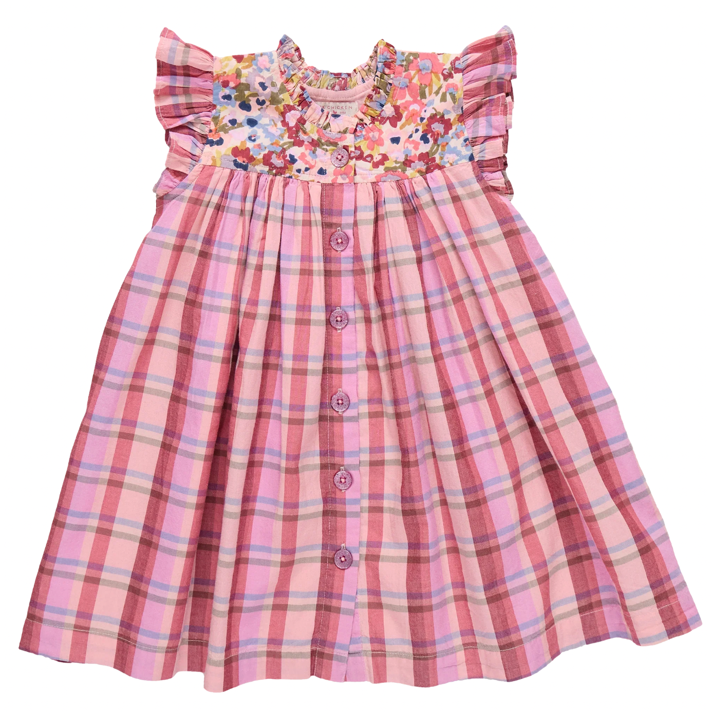 Girls Kaylee Dress - Burgundy Madras Plaid