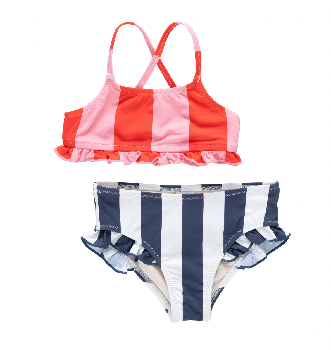 Girls Arabella Bikini - Wide Pink and Red Stripe
