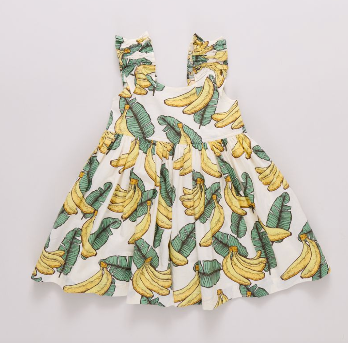 Girls Via Dress - Banana Leaves