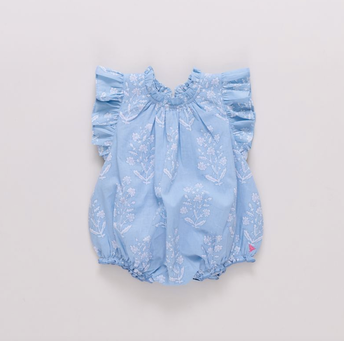 Baby Girls Harper Bubble - Blue Dewdrop Block Print