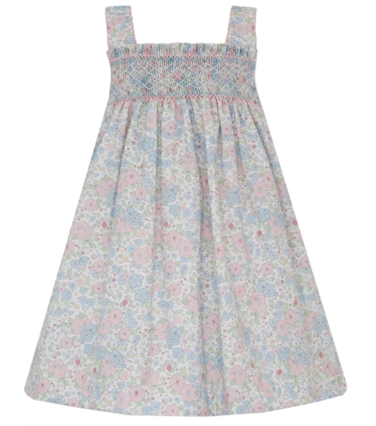 CAROLINE - Pink and blue liberty floral strap sundress