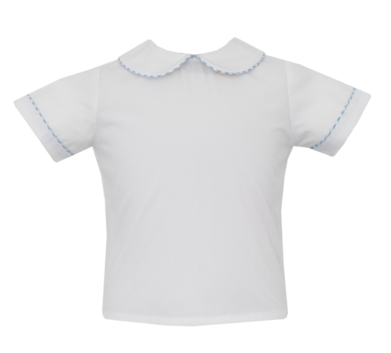 BOY´S- Lt.blue gingham boy's white shirt w/ blue piping shirt