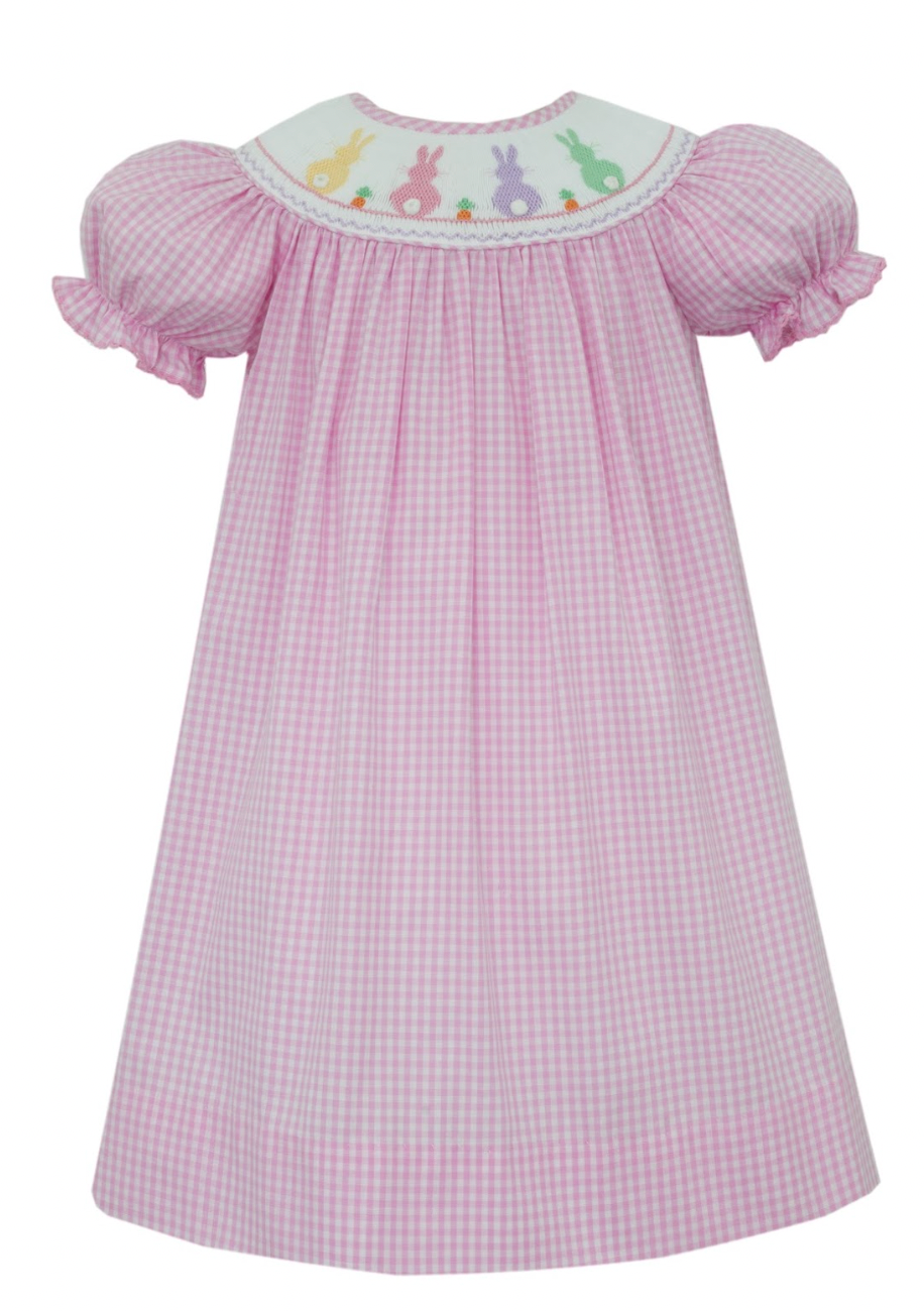 GIRL´S- Pink ginghma bishop w/ insert