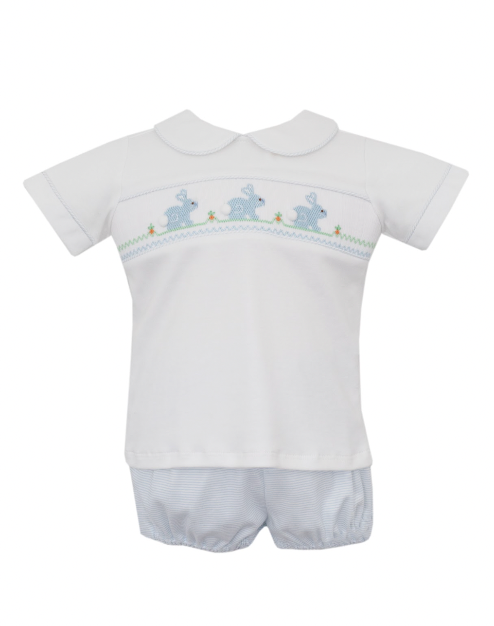 BUNNY BOY´S - Lt.blue knit stripe boy's diaper set