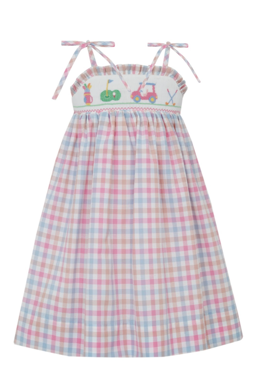 GOLF GIRL´S- Pink and Blue Gingham sundress w/ shoulder ties