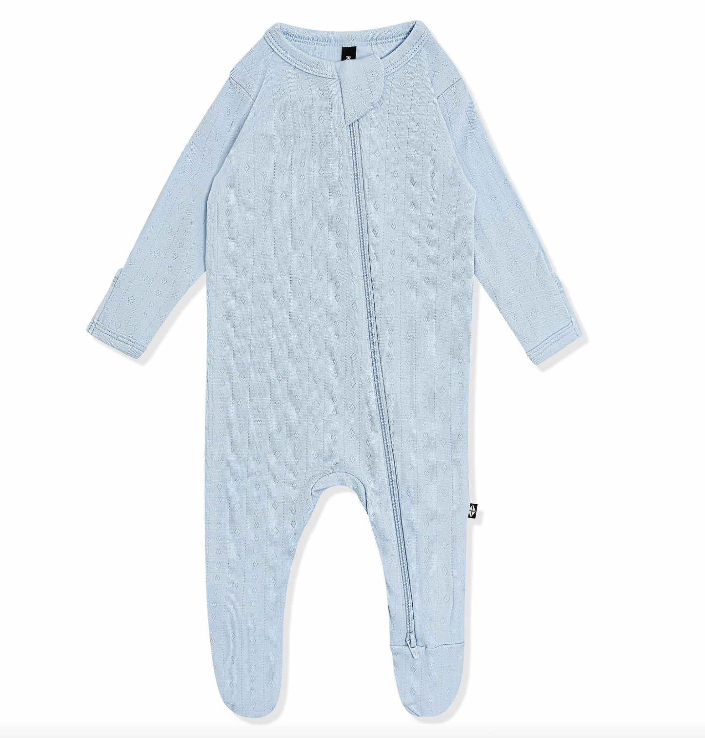 Pointelle zippered footie