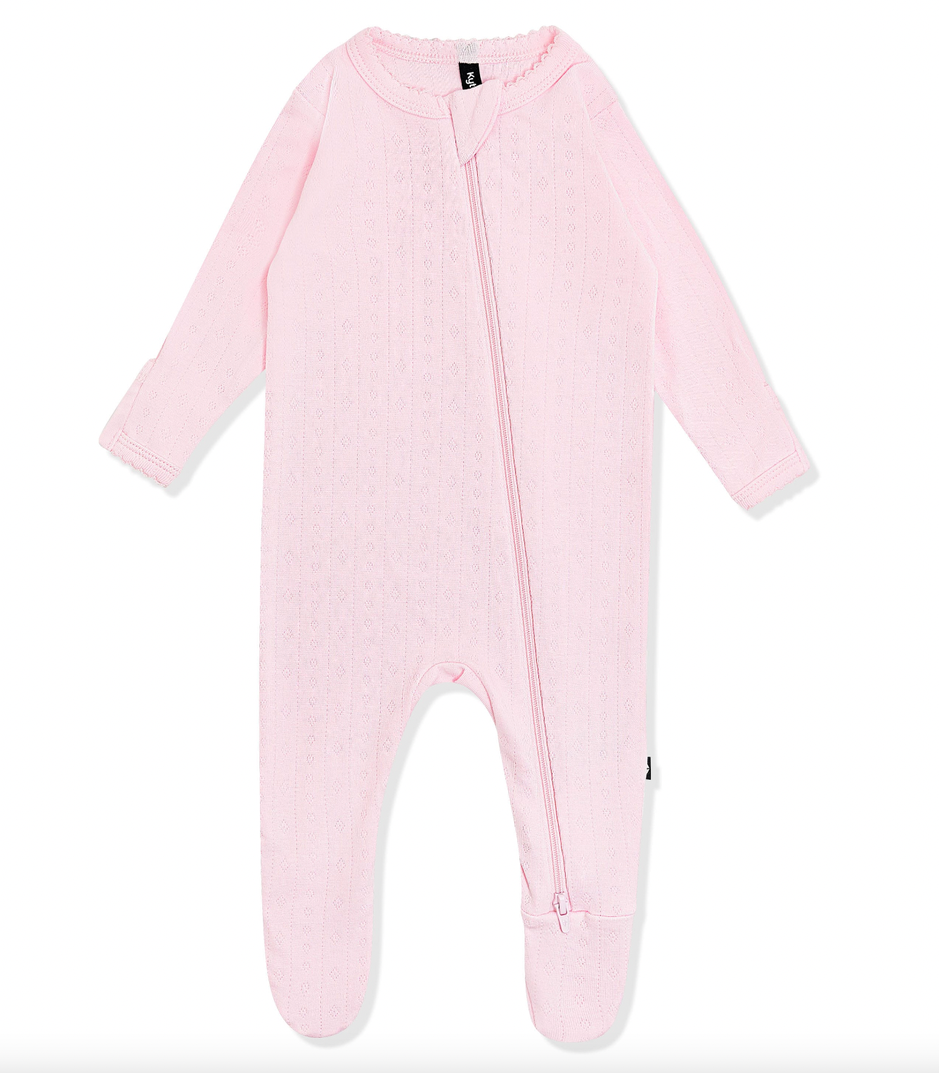 Pointelle zippered footie