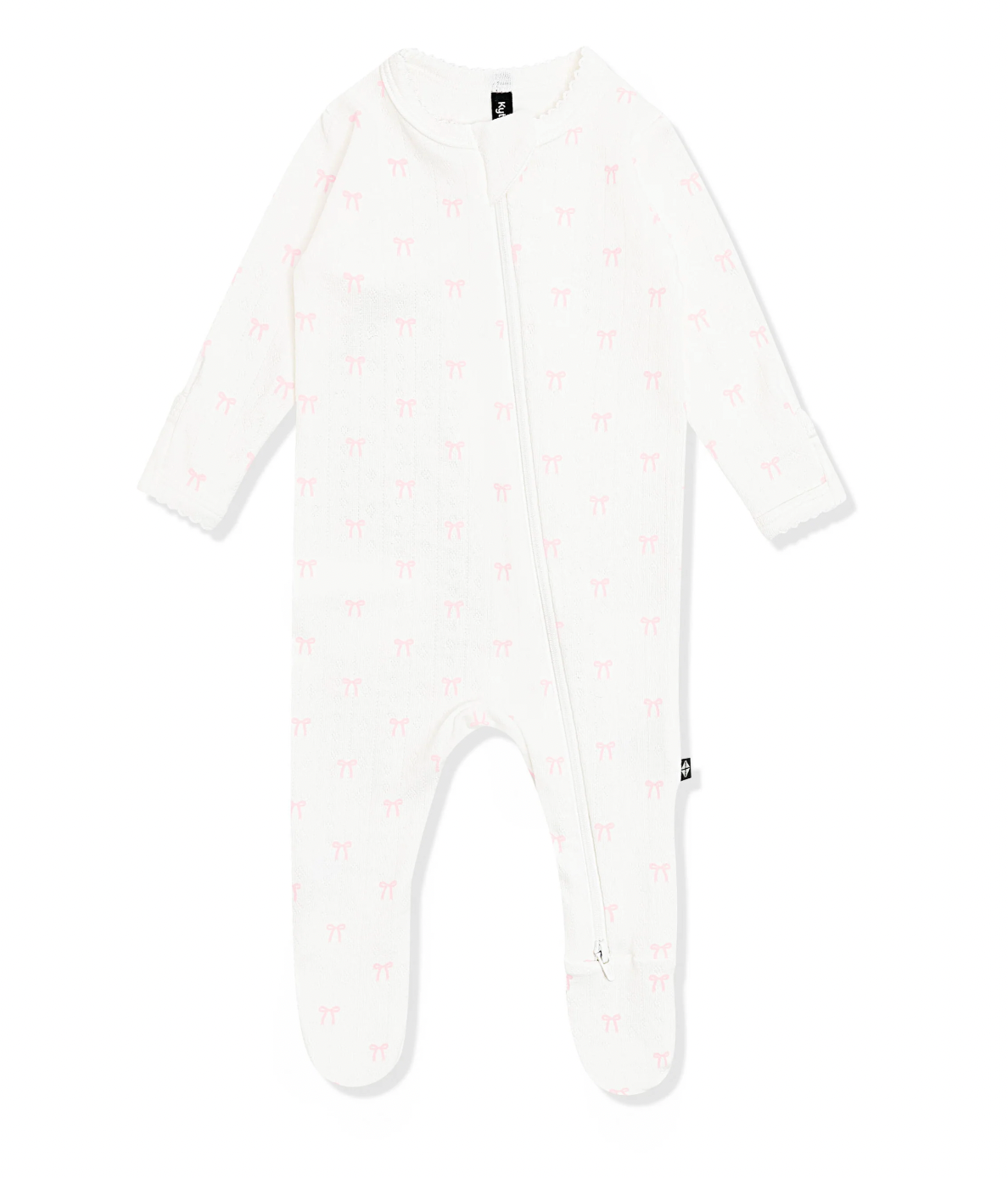 Pointelle zippered footie