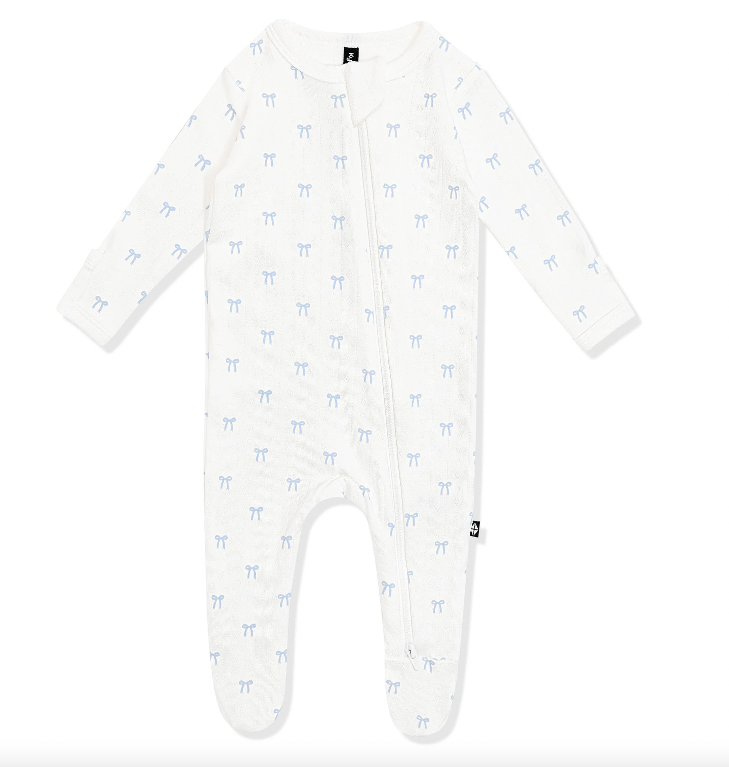 Pointelle zippered footie