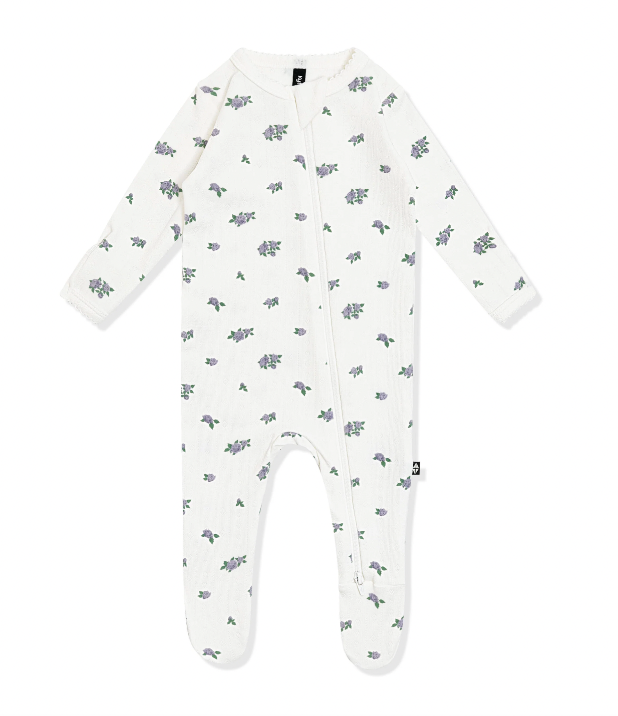 Pointelle zippered footie