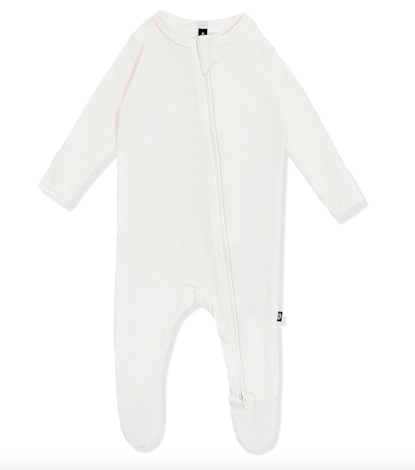 Pointelle zippered footie