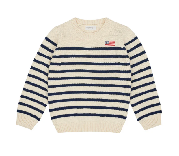 unisex breton stripe knit with flag embroidery