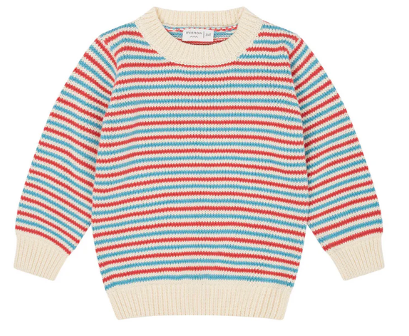 unisex red and niagara stripe knit sweater