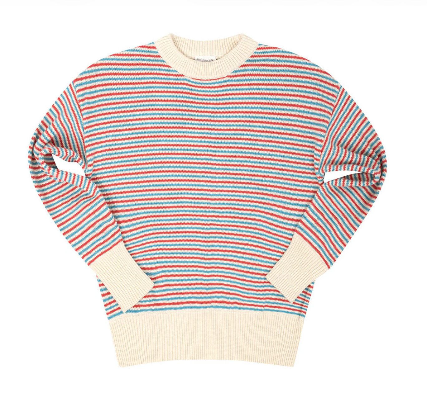 womens red and niagara stripe cropped knit sweater