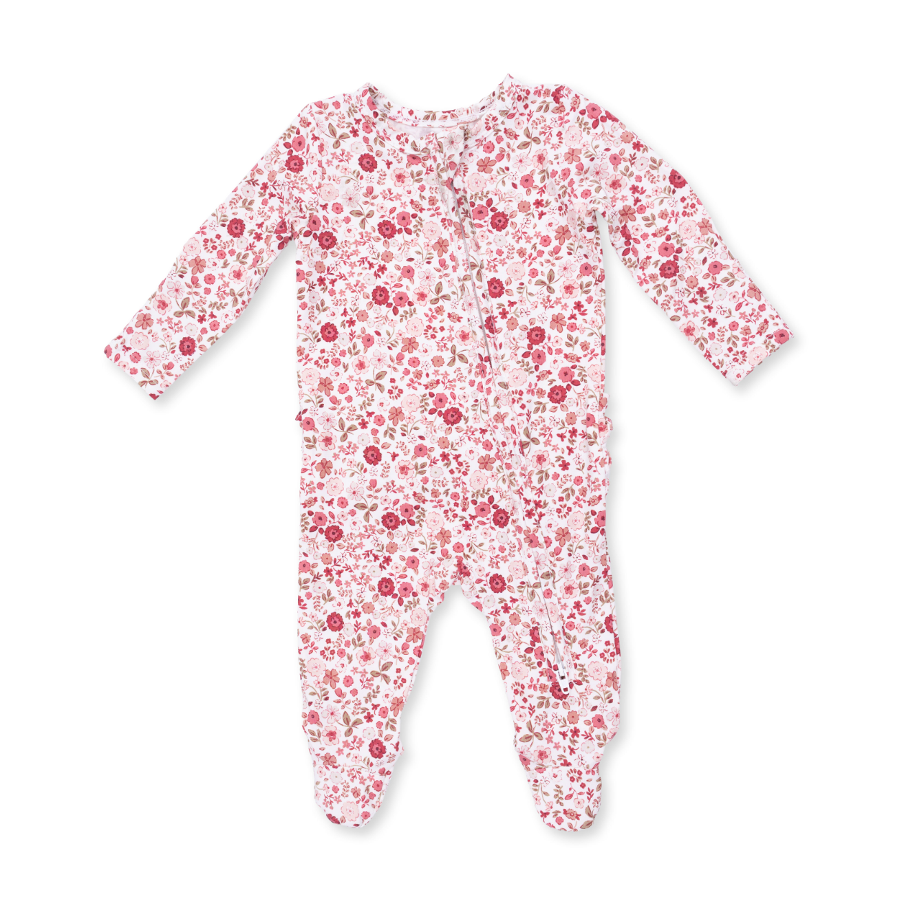 Serene Floral - 2 Way Ruffle Back Zipper Footie