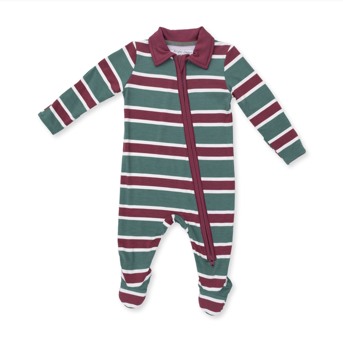 Rugby Stripe Green - Polo 2 Way Zipper Footie